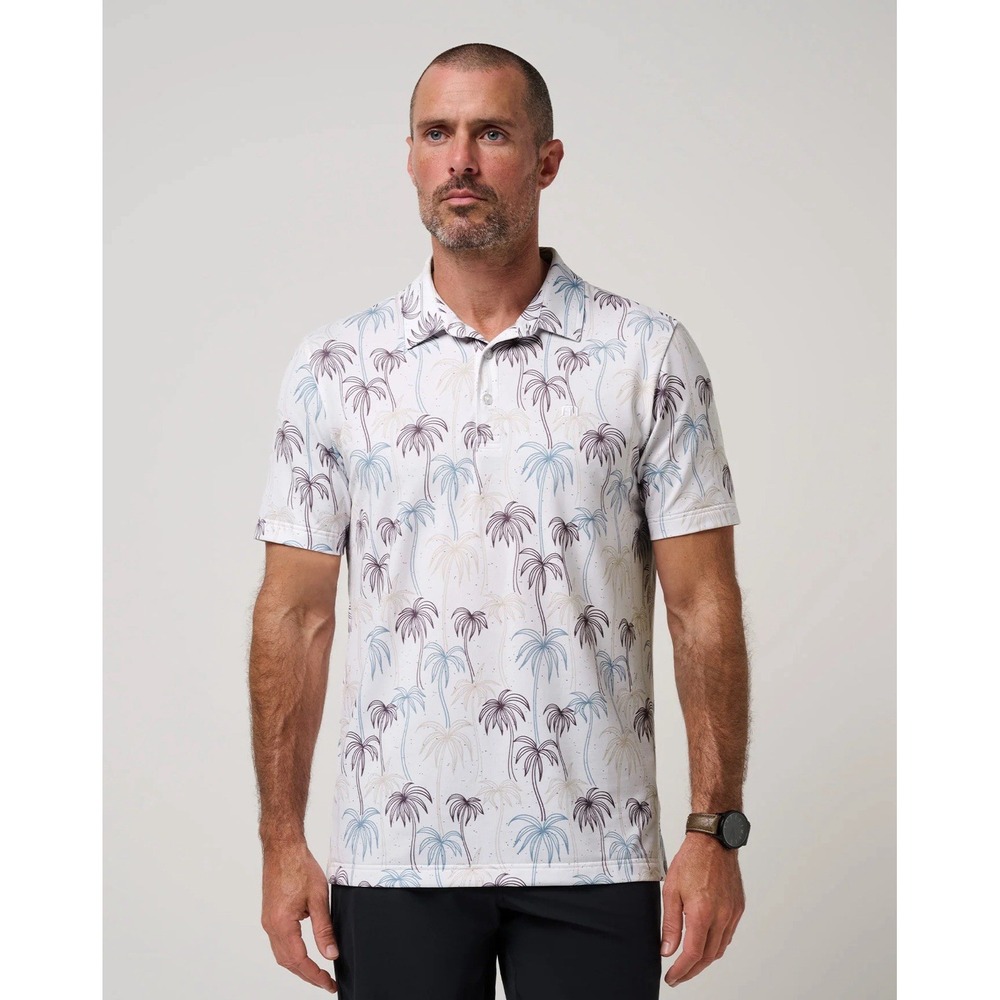 NWOT Travis Mathew Mens L Featherweight Palms Polo Golf Tropical Performance
